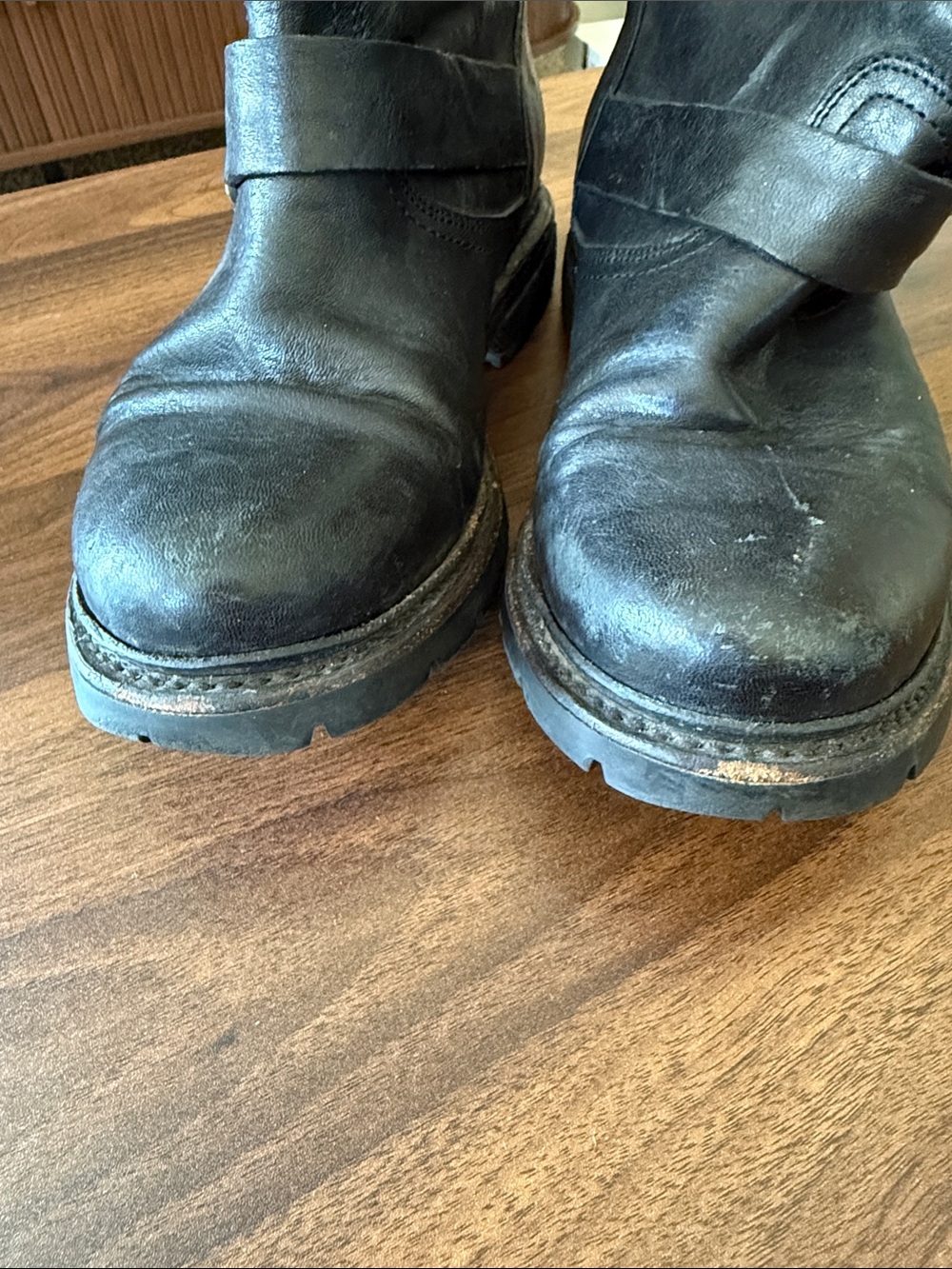 Women’s Frye Black Leather Buckle Engineer Boots - Picture 8 of 9